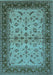 Machine Washable Oriental Light Blue Traditional Rug, wshurb712lblu