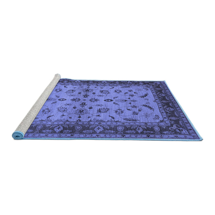 Sideview of Machine Washable Oriental Blue Traditional Rug, wshurb712blu