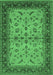 Machine Washable Oriental Emerald Green Traditional Area Rugs, wshurb712emgrn