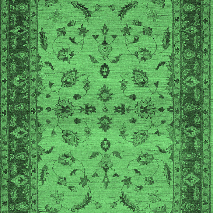 Machine Washable Oriental Emerald Green Traditional Area Rugs, wshurb712emgrn