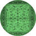 Round Oriental Emerald Green Traditional Rug, urb712emgrn