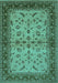 Machine Washable Oriental Turquoise Traditional Area Rugs, wshurb712turq