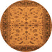 Round Machine Washable Oriental Orange Traditional Area Rugs, wshurb712org