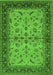 Machine Washable Oriental Green Traditional Area Rugs, wshurb712grn