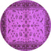 Round Machine Washable Oriental Purple Traditional Area Rugs, wshurb712pur