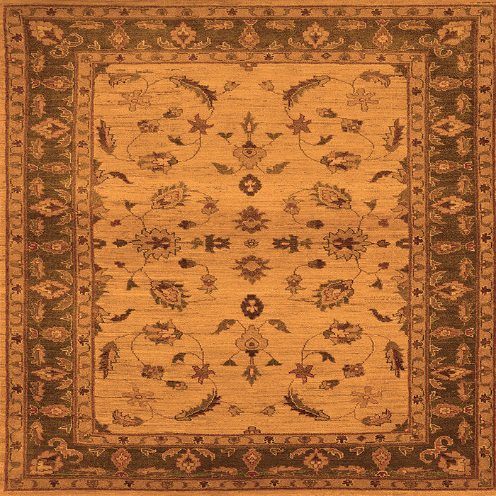 Square Oriental Orange Traditional Rug, urb712org