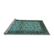 Sideview of Machine Washable Oriental Light Blue Traditional Rug, wshurb712lblu