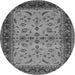 Round Machine Washable Oriental Gray Traditional Rug, wshurb712gry