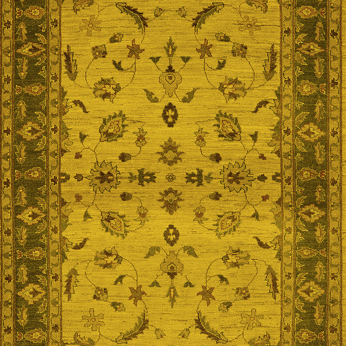 Machine Washable Oriental Yellow Traditional Rug, wshurb712yw