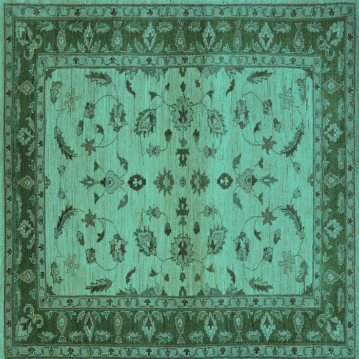 Square Oriental Turquoise Traditional Rug, urb712turq