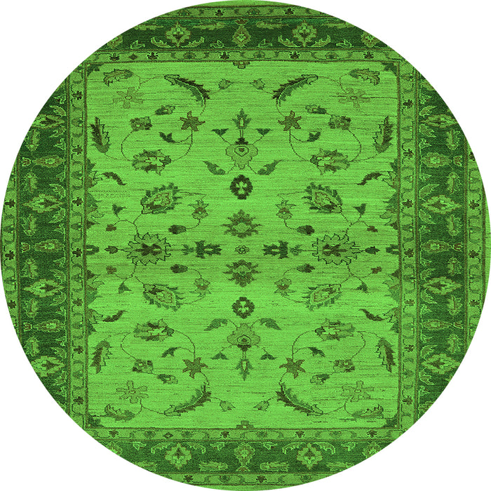 Round Oriental Green Traditional Rug, urb712grn