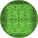 Round Oriental Green Traditional Rug, urb712grn