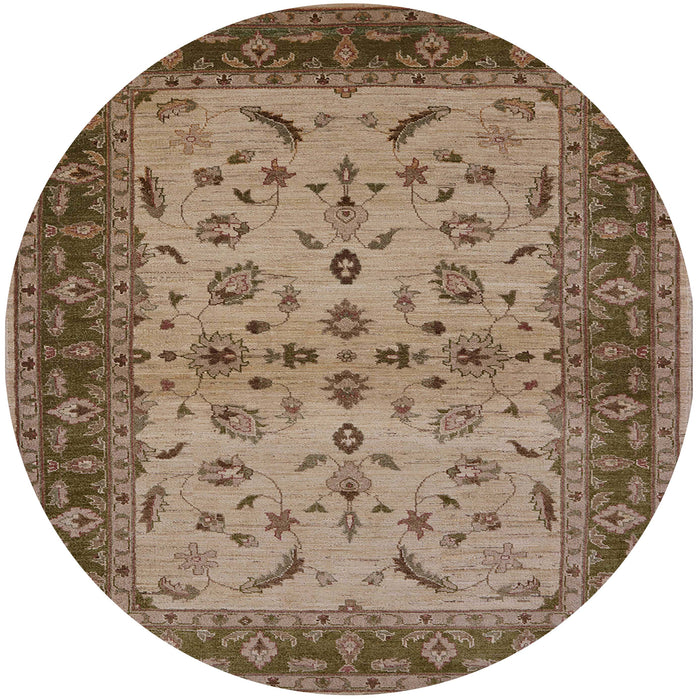 Round Mid-Century Modern Camel Brown Oriental Rug, urb712