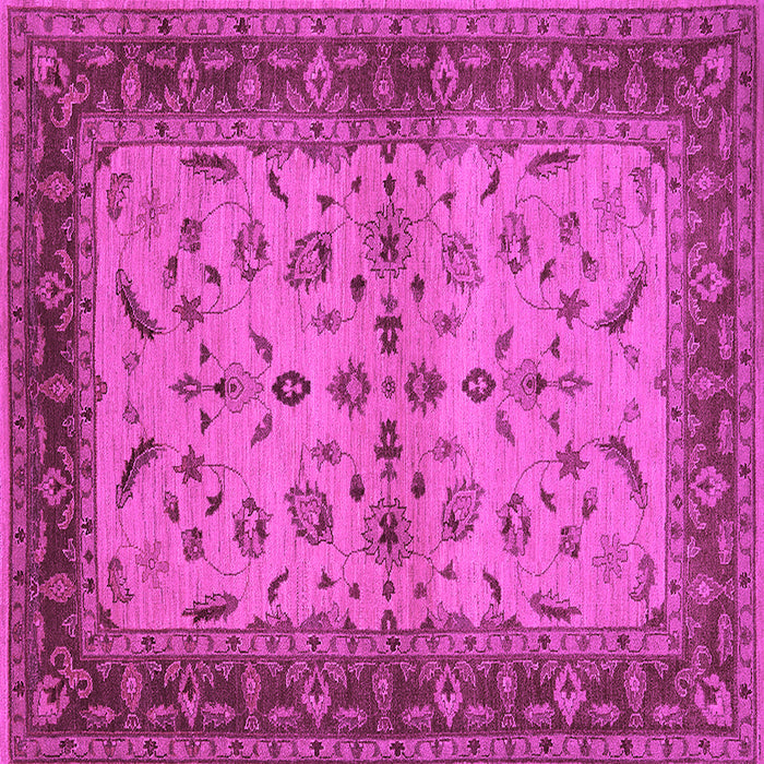 Square Machine Washable Oriental Pink Traditional Rug, wshurb712pnk