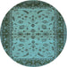 Round Oriental Light Blue Traditional Rug, urb712lblu