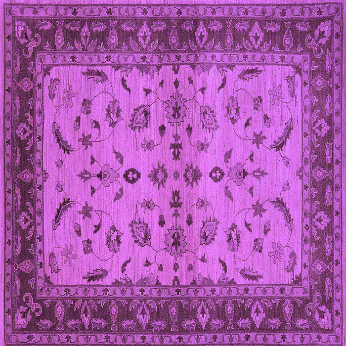 Square Machine Washable Oriental Purple Traditional Area Rugs, wshurb712pur