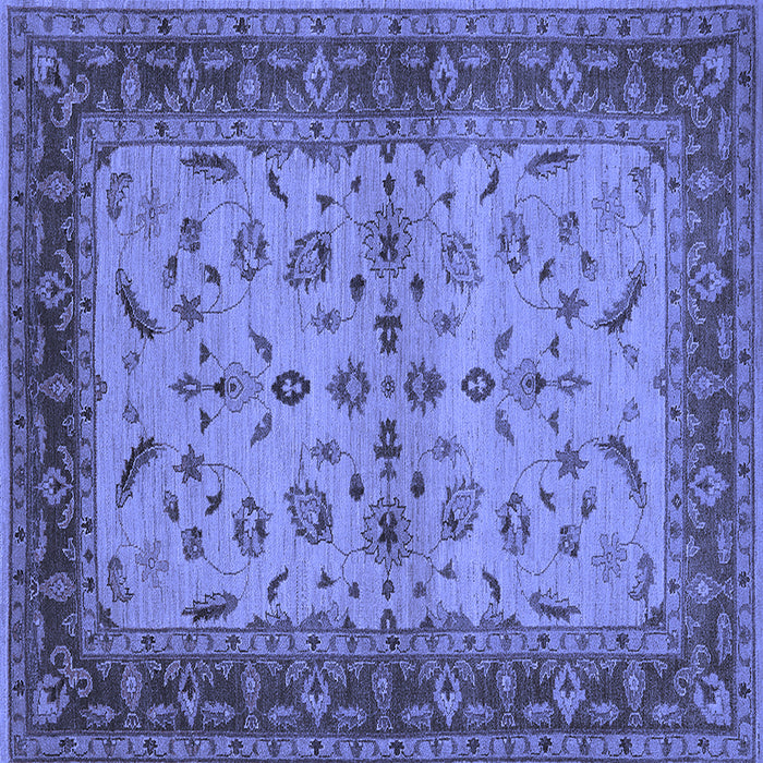 Square Machine Washable Oriental Blue Traditional Rug, wshurb712blu