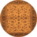Round Oriental Orange Traditional Rug, urb712org