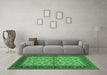 Machine Washable Oriental Emerald Green Traditional Area Rugs in a Living Room,, wshurb712emgrn