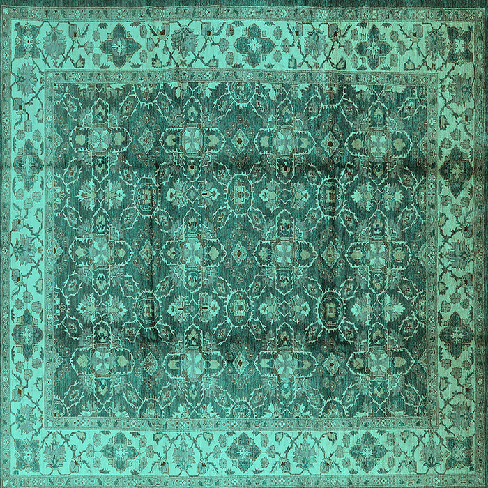 Square Oriental Turquoise Traditional Rug, urb713turq