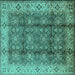 Square Oriental Turquoise Traditional Rug, urb713turq