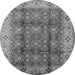 Round Machine Washable Oriental Gray Traditional Rug, wshurb713gry