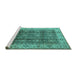 Sideview of Machine Washable Oriental Turquoise Traditional Area Rugs, wshurb713turq