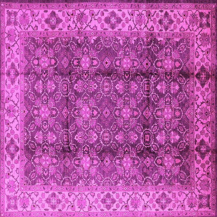 Square Machine Washable Oriental Pink Traditional Rug, wshurb713pnk