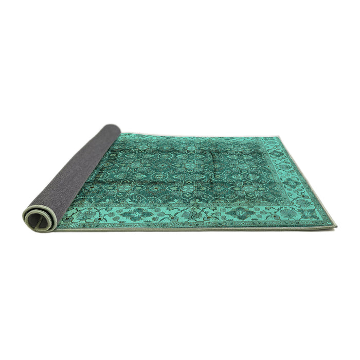 Sideview of Oriental Turquoise Traditional Rug, urb713turq