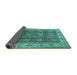 Sideview of Oriental Turquoise Traditional Rug, urb713turq