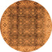 Round Oriental Orange Traditional Rug, urb713org
