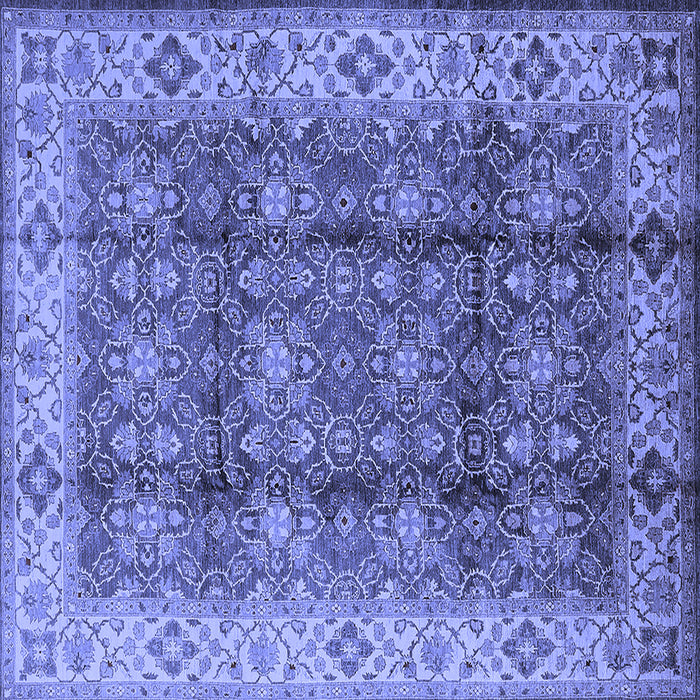 Square Machine Washable Oriental Blue Traditional Rug, wshurb713blu