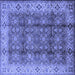 Square Machine Washable Oriental Blue Traditional Rug, wshurb713blu
