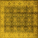 Square Oriental Yellow Traditional Rug, urb713yw
