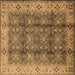 Square Oriental Brown Traditional Rug, urb713brn