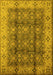 Machine Washable Oriental Yellow Traditional Rug, wshurb713yw