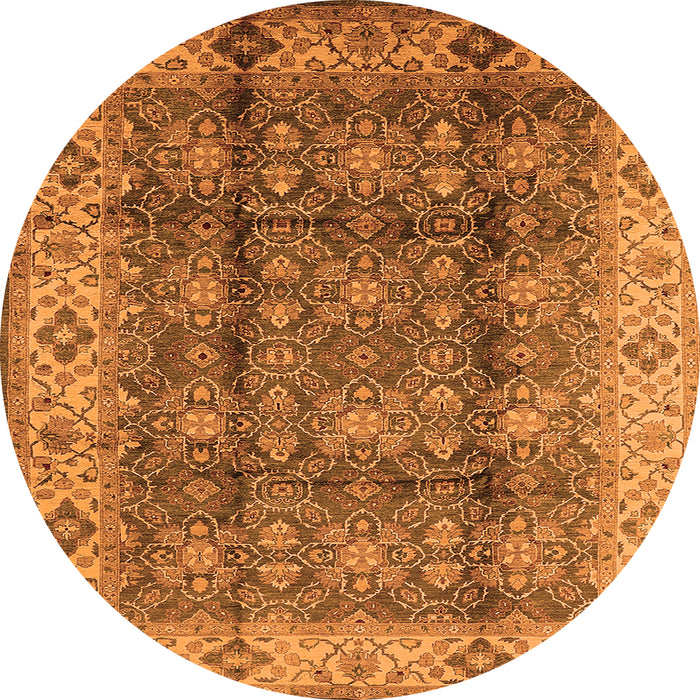 Round Machine Washable Oriental Orange Traditional Area Rugs, wshurb713org