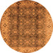 Round Machine Washable Oriental Orange Traditional Area Rugs, wshurb713org