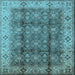 Square Machine Washable Oriental Light Blue Traditional Rug, wshurb713lblu