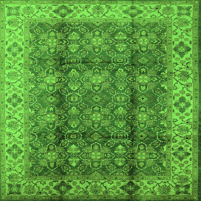 Square Oriental Green Traditional Rug, urb713grn
