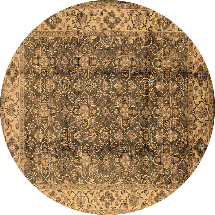 Round Oriental Brown Traditional Rug, urb713brn