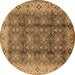 Round Oriental Brown Traditional Rug, urb713brn
