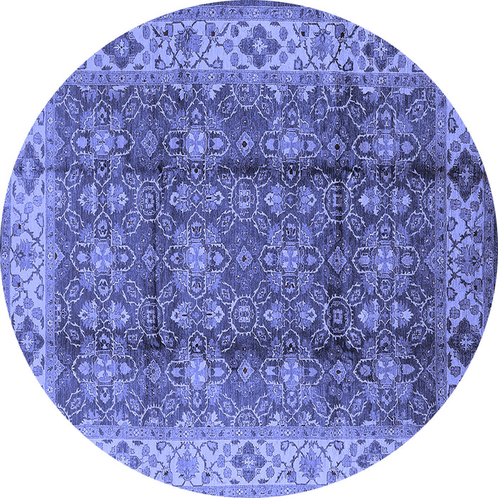 Round Oriental Blue Traditional Rug, urb713blu