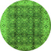 Round Oriental Green Traditional Rug, urb713grn