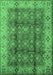 Machine Washable Oriental Emerald Green Traditional Area Rugs, wshurb713emgrn