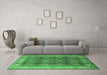 Machine Washable Oriental Emerald Green Traditional Area Rugs in a Living Room,, wshurb713emgrn