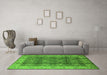 Machine Washable Oriental Green Traditional Area Rugs in a Living Room,, wshurb713grn