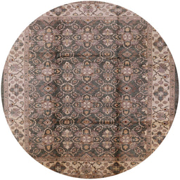Round Machine Washable Industrial Modern Sepia Brown Rug, wshurb713