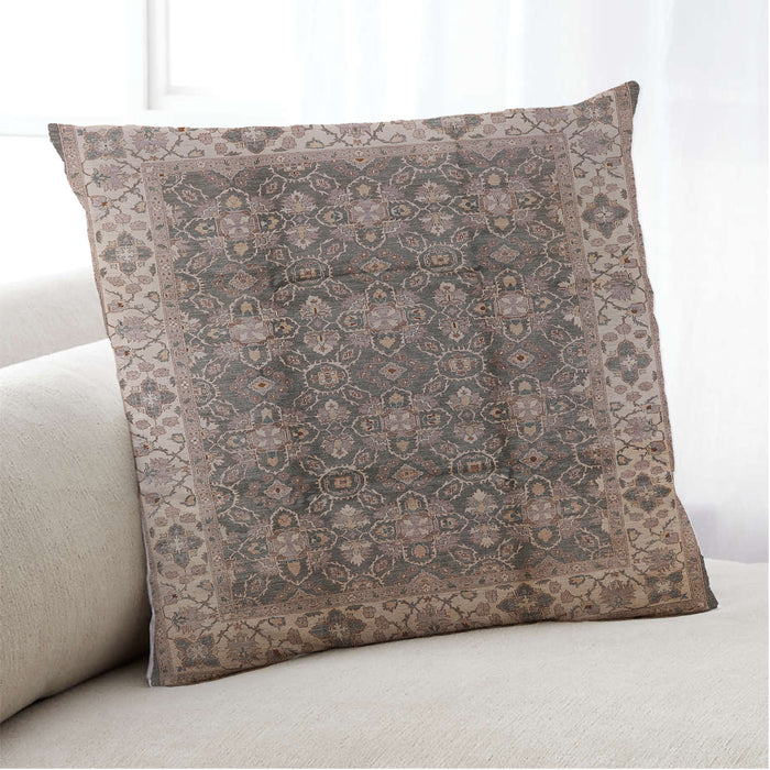 Lifestyle Image of Mid-Century Modern Urban Square Sepia Brown Throw Pillow, 18 inch by 18 inch, pwurb713