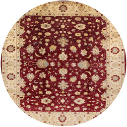 Round Mid-Century Modern Red Oriental Rug, urb714